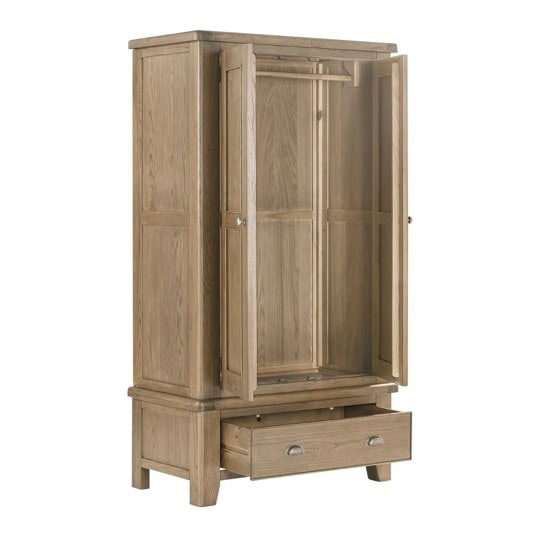 Chatsworth 2 Door 1 Drawer Wardrobe - Oak - Image 2