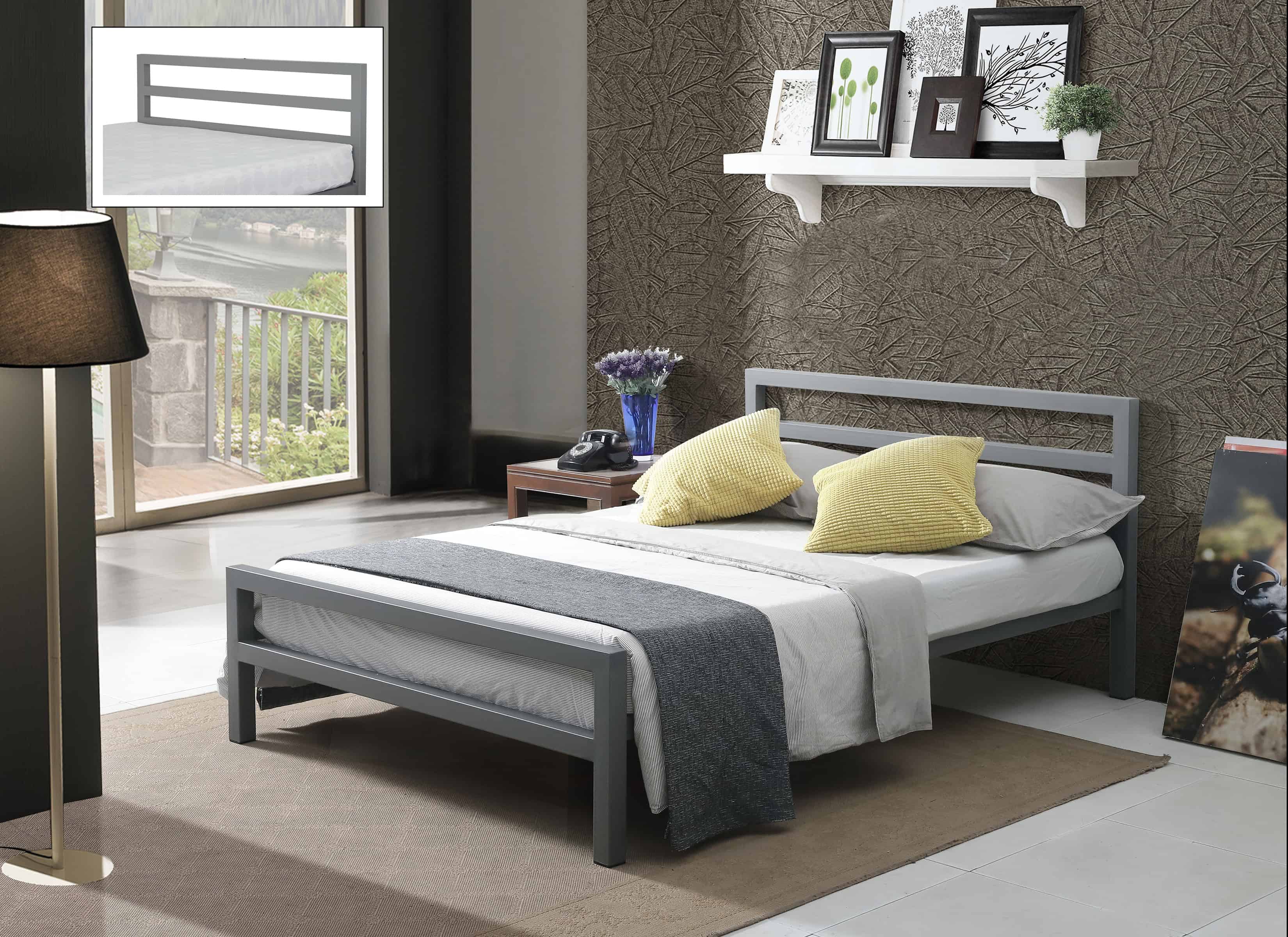 City Block 5ft Bedframe - Grey - Image 2