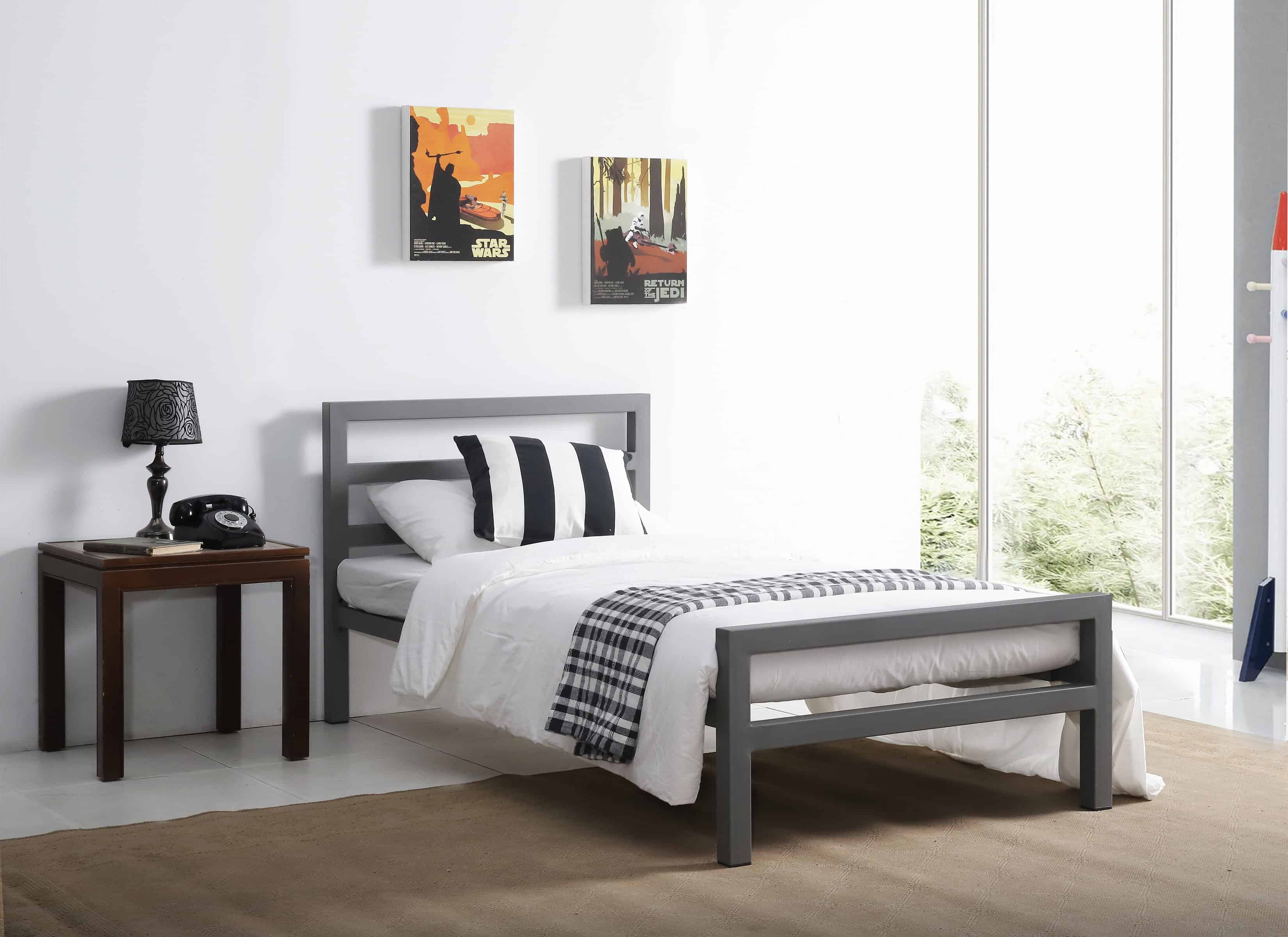 City Block 3ft Bedframe - Grey - Image 2