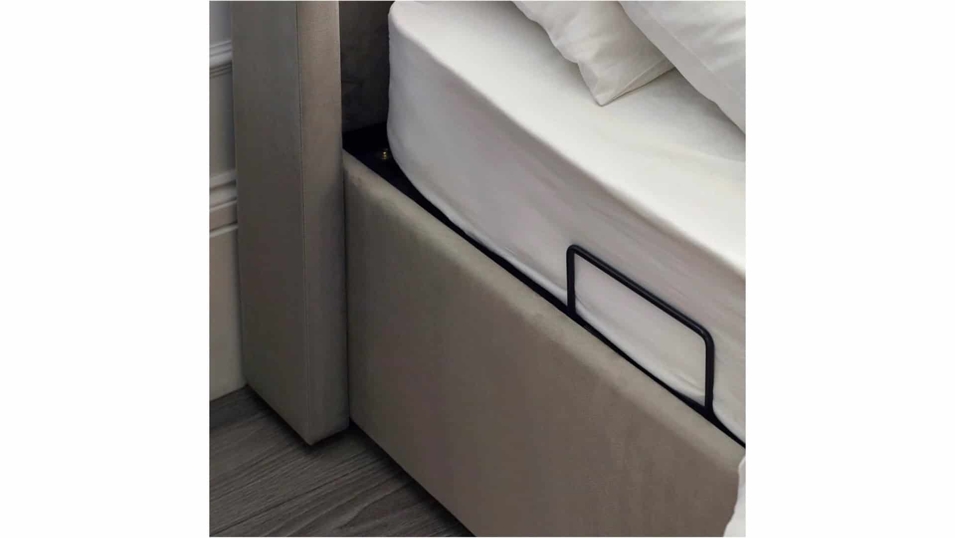 Clarke 4ft6 TV Side opening Ottoman - Light Grey Fabric - Image 18
