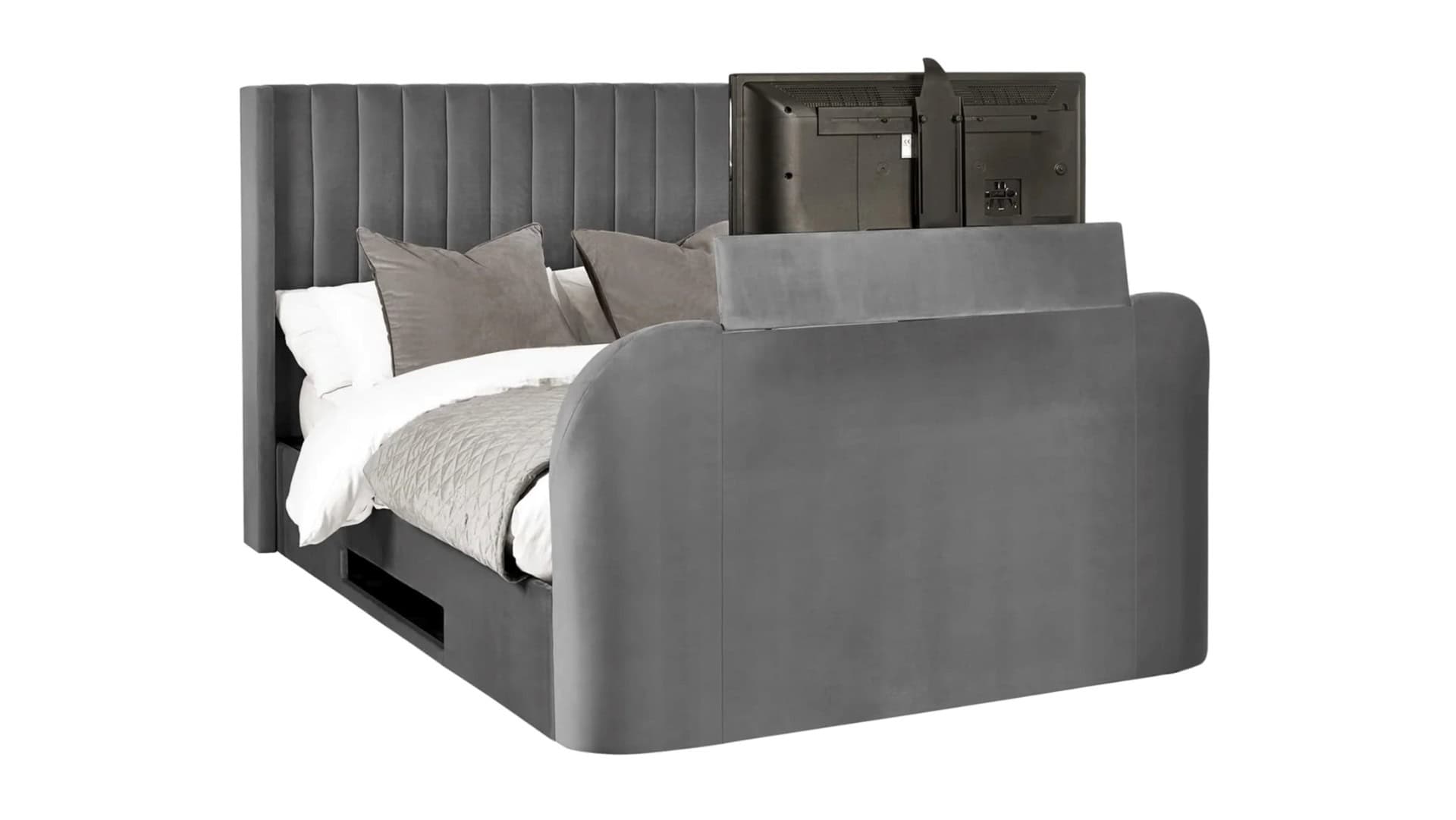 Clarke 6ft TV Side opening Ottoman - Dark Grey Fabric - Image 6