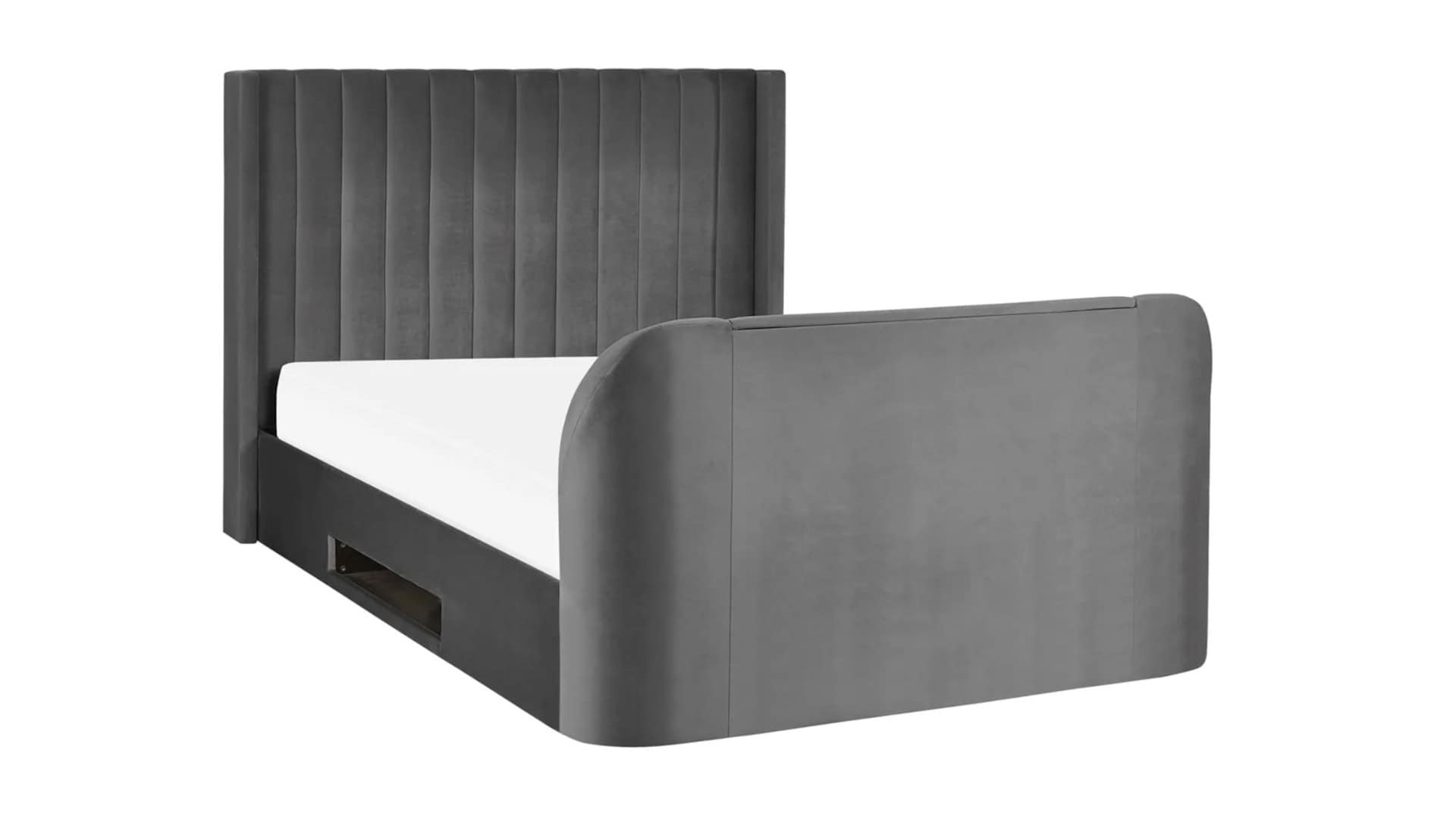 Clarke 6ft TV Side opening Ottoman - Dark Grey Fabric - Image 7