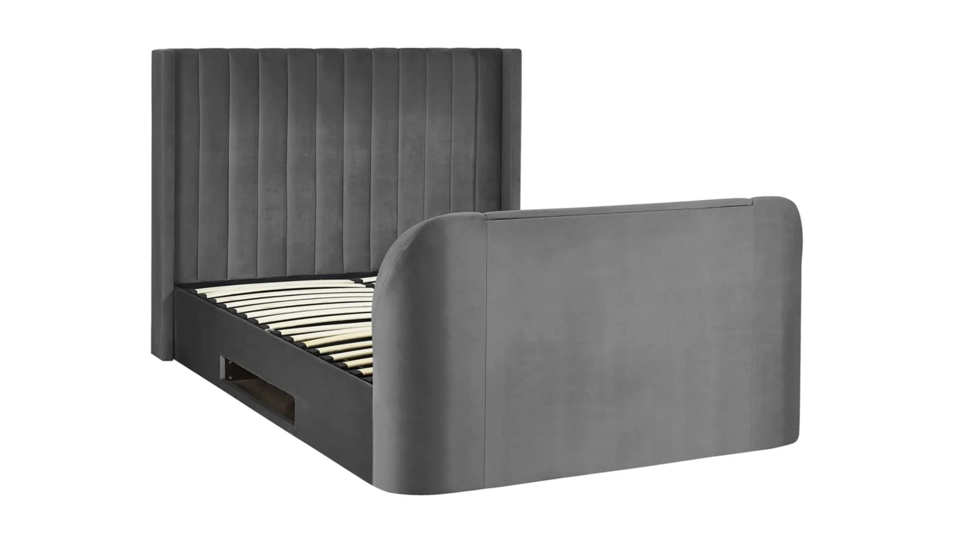Clarke 6ft TV Side opening Ottoman - Dark Grey Fabric - Image 9
