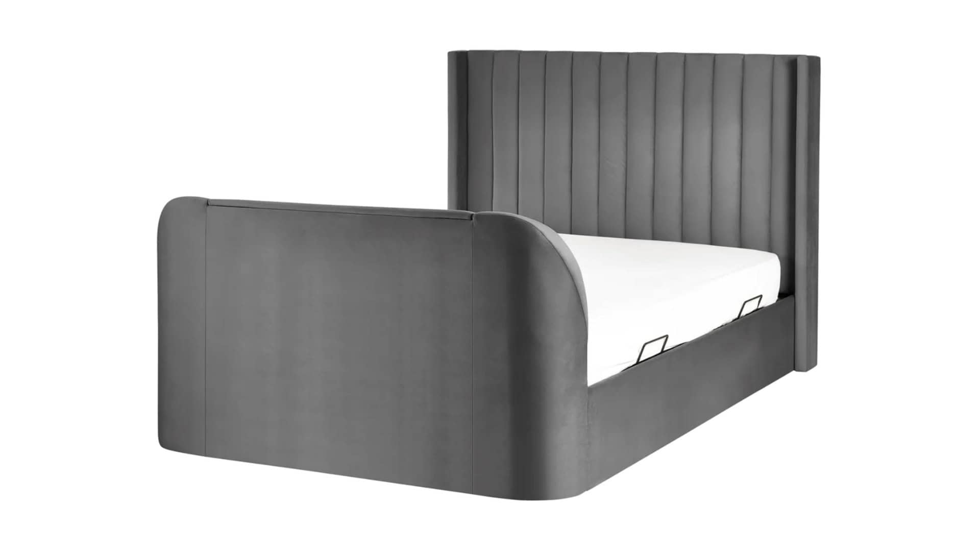 Clarke 6ft TV Side opening Ottoman - Dark Grey Fabric - Image 10