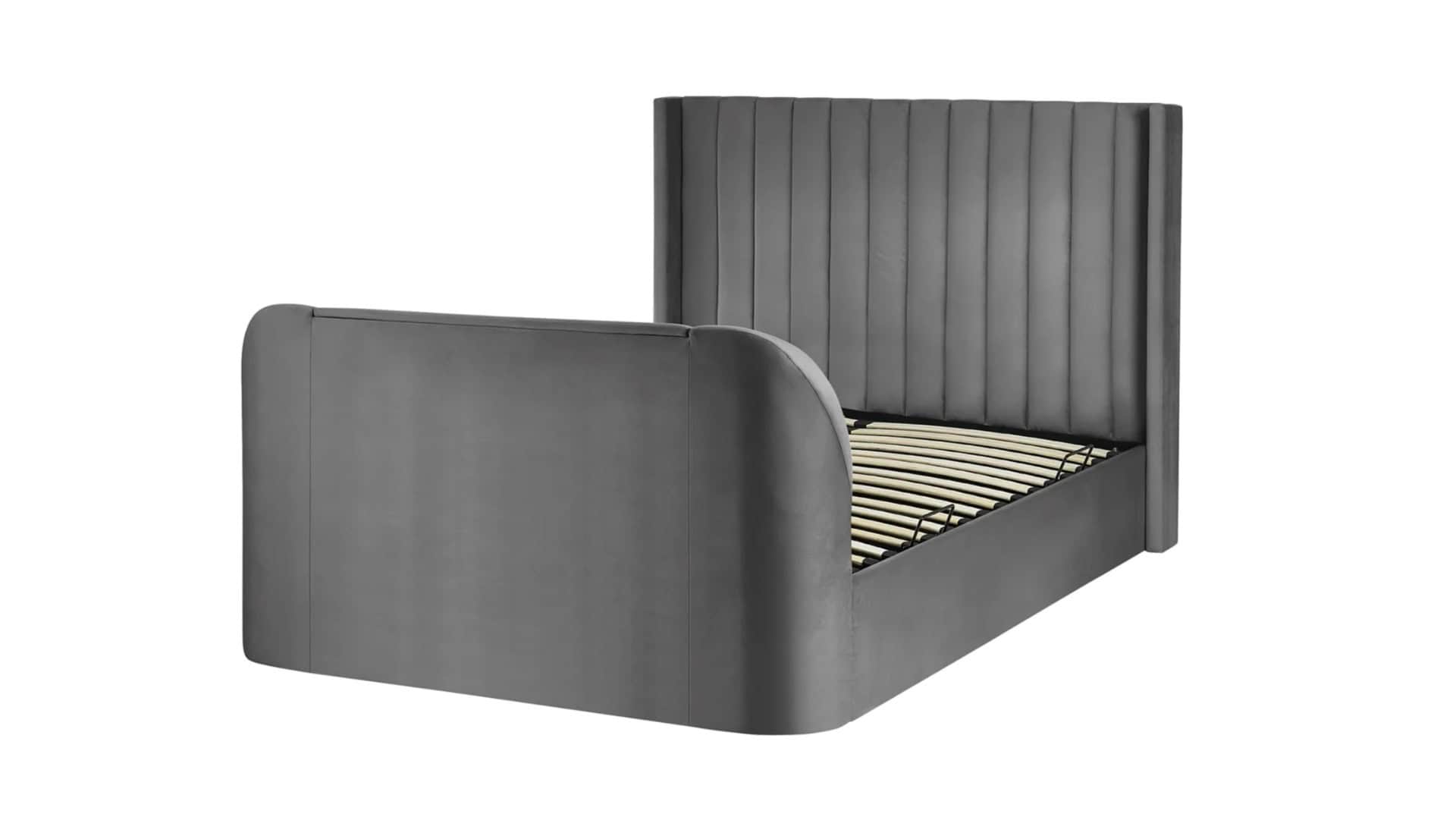 Clarke 6ft TV Side opening Ottoman - Dark Grey Fabric - Image 11
