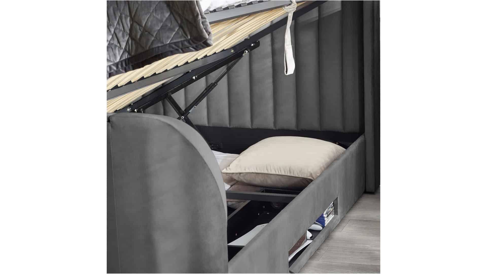 Clarke 6ft TV Side opening Ottoman - Dark Grey Fabric - Image 17