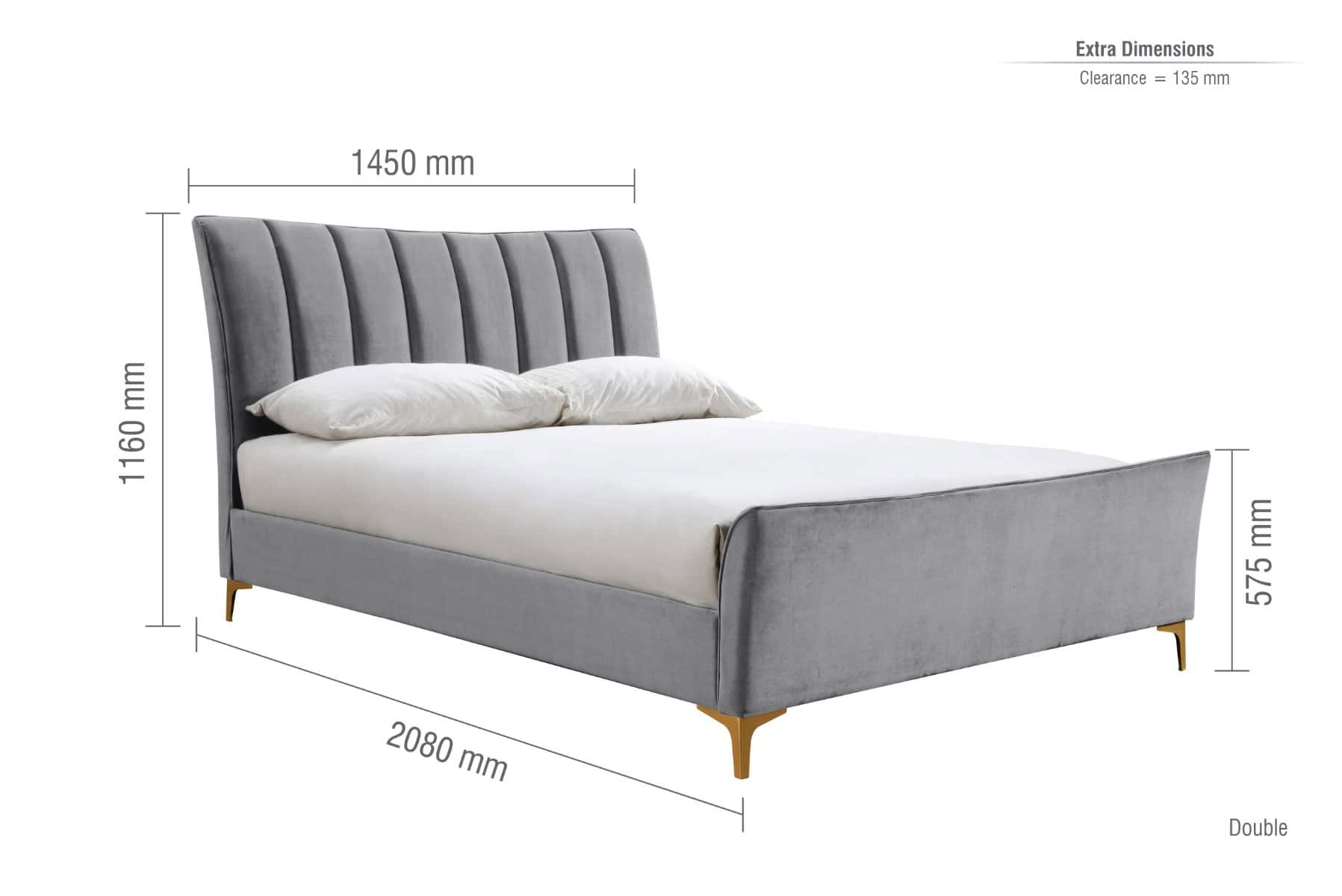 Clover 4ft6 Bed - Grey Velvet - Image 10