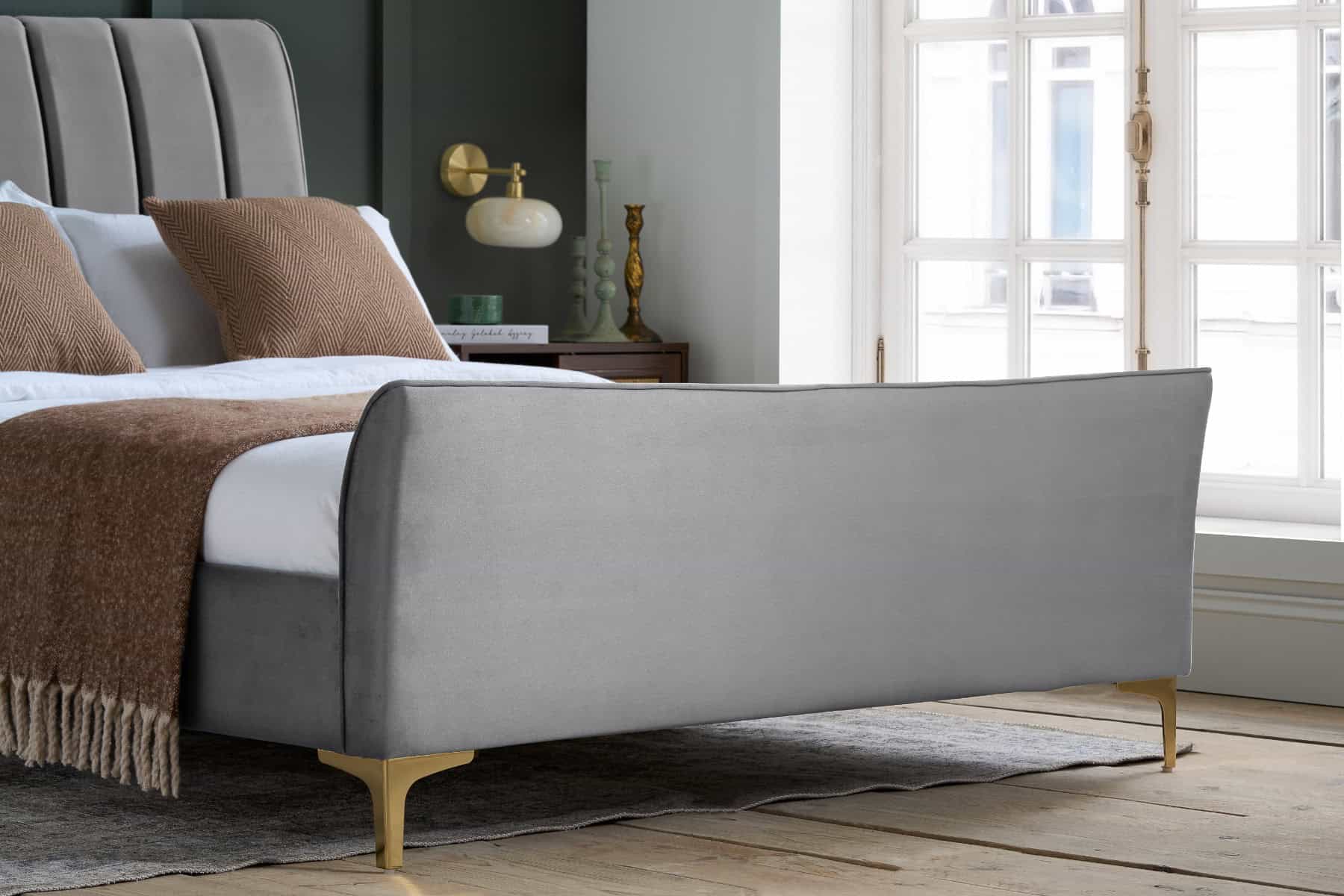 Clover 4ft Bed - Grey Velvet - Image 3