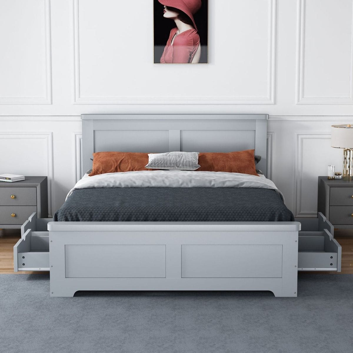 Flintshire 5ft Conway 4 Drawer Bedframe - Grey - Image 3