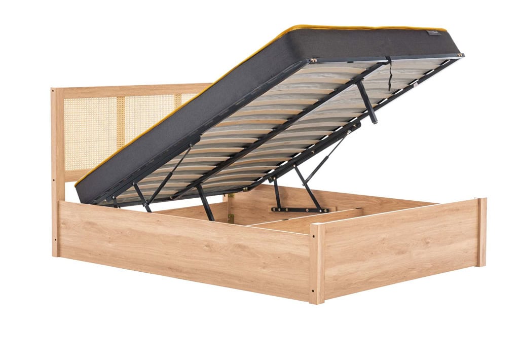 Croxley 5ft Rattan Ottoman Bedframe - Oak - Image 6