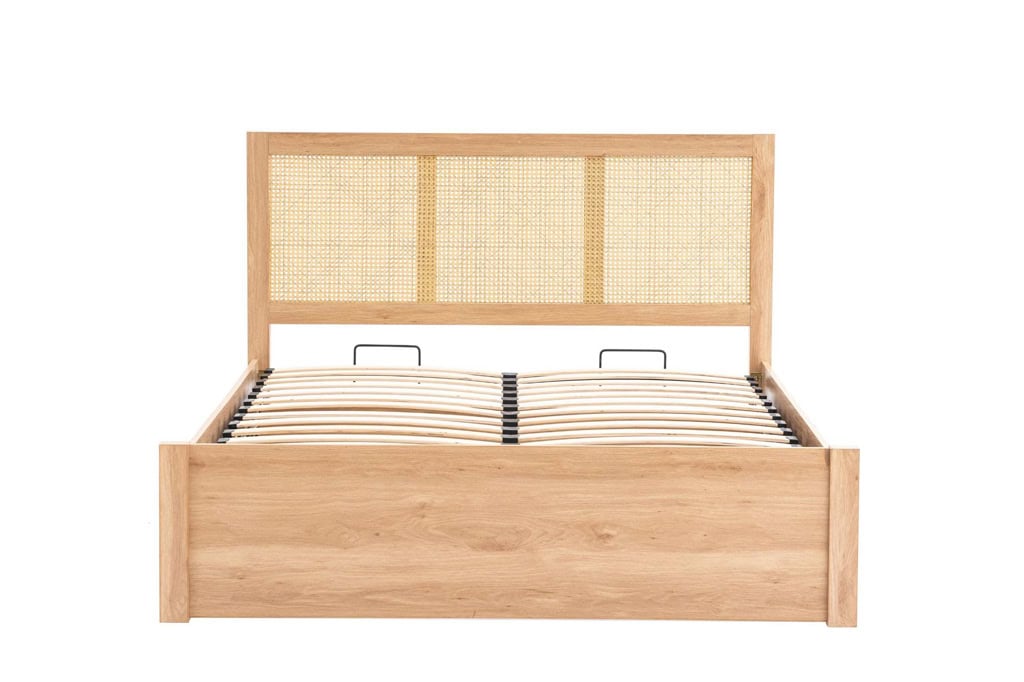 Croxley 5ft Rattan Ottoman Bedframe - Oak - Image 10