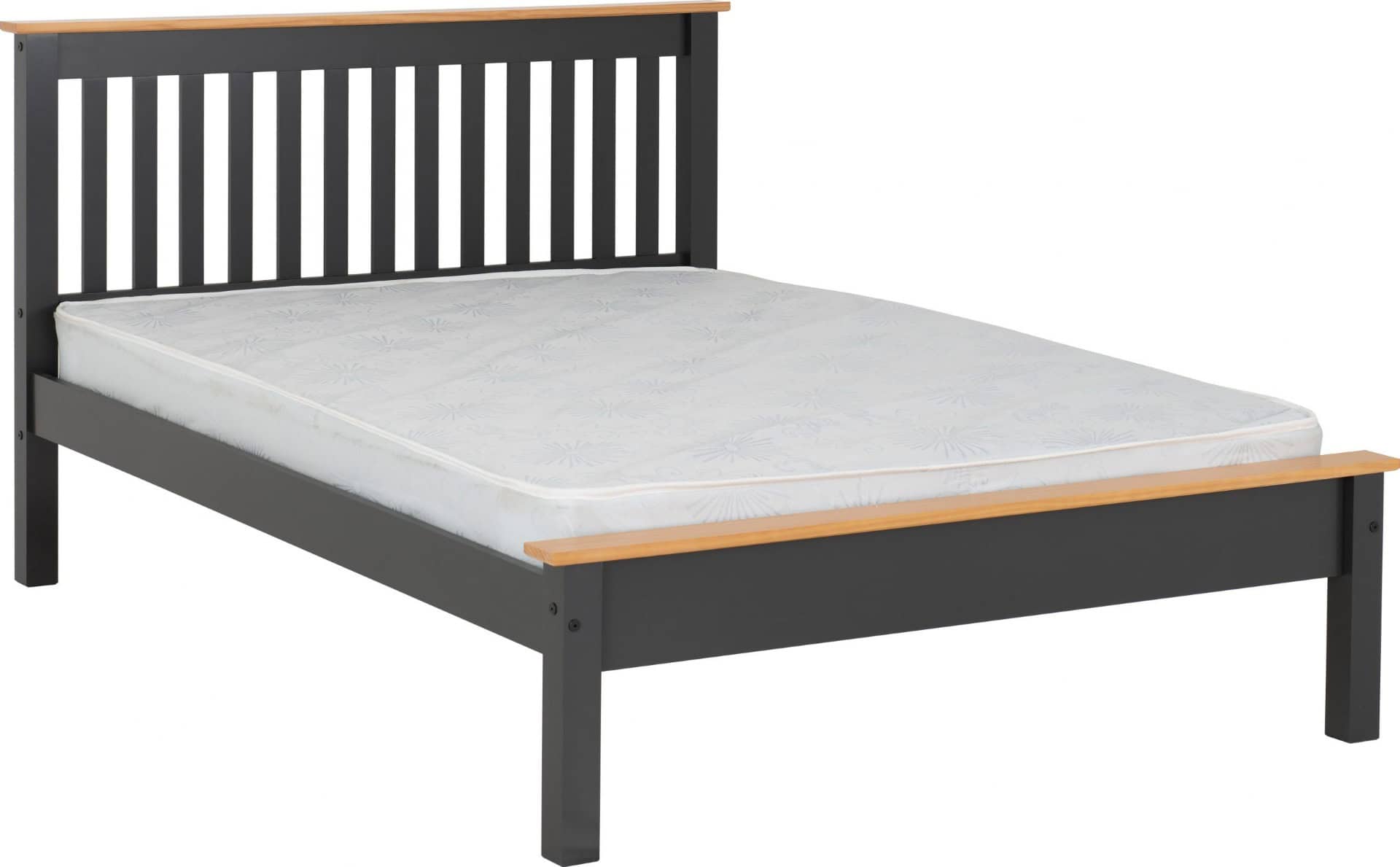 Monaco 5ft Low End Bedframe - Dark Grey & Oak