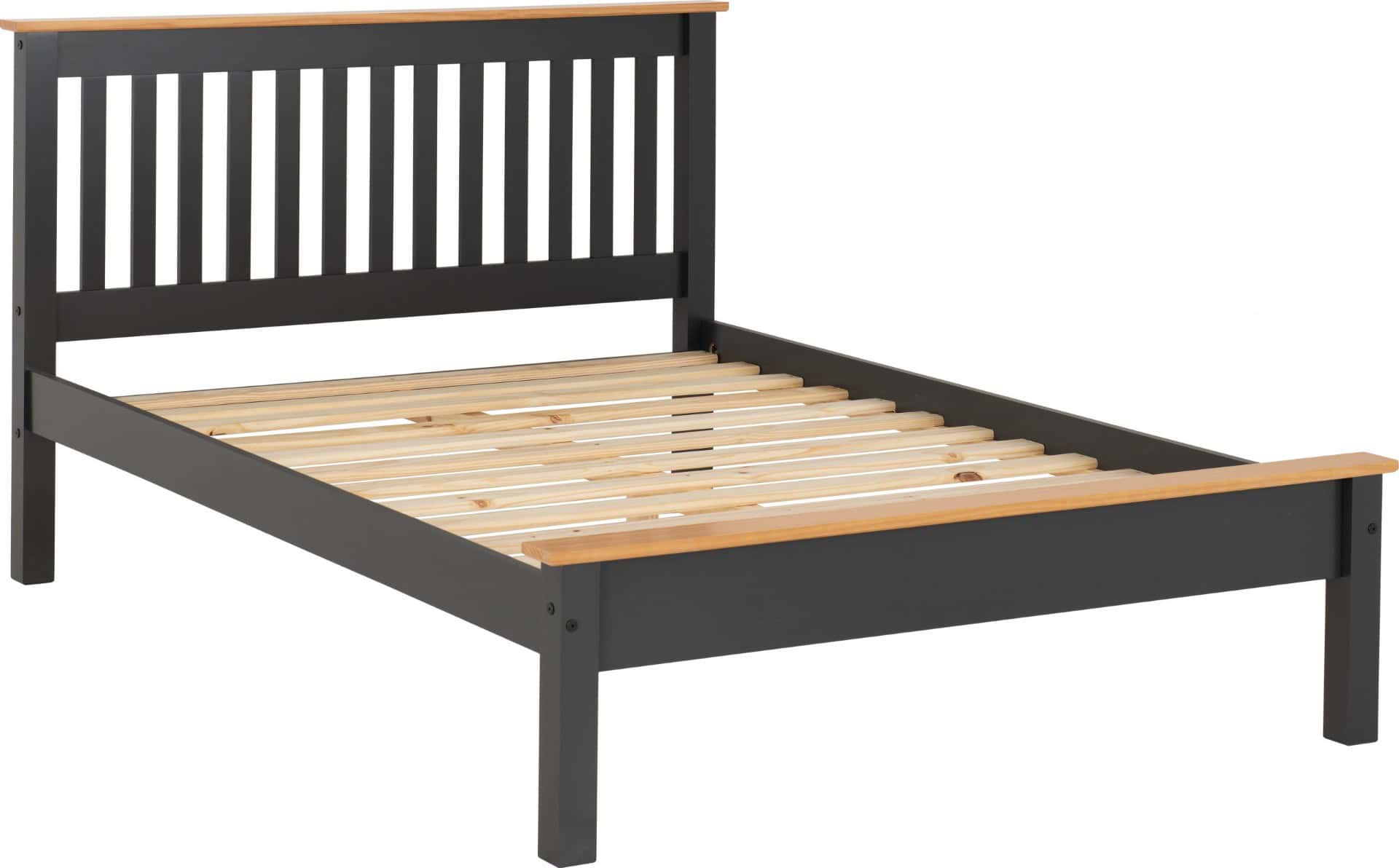 Monaco 4ft6 Low End Bedframe - Dark Grey & Oak - Image 7