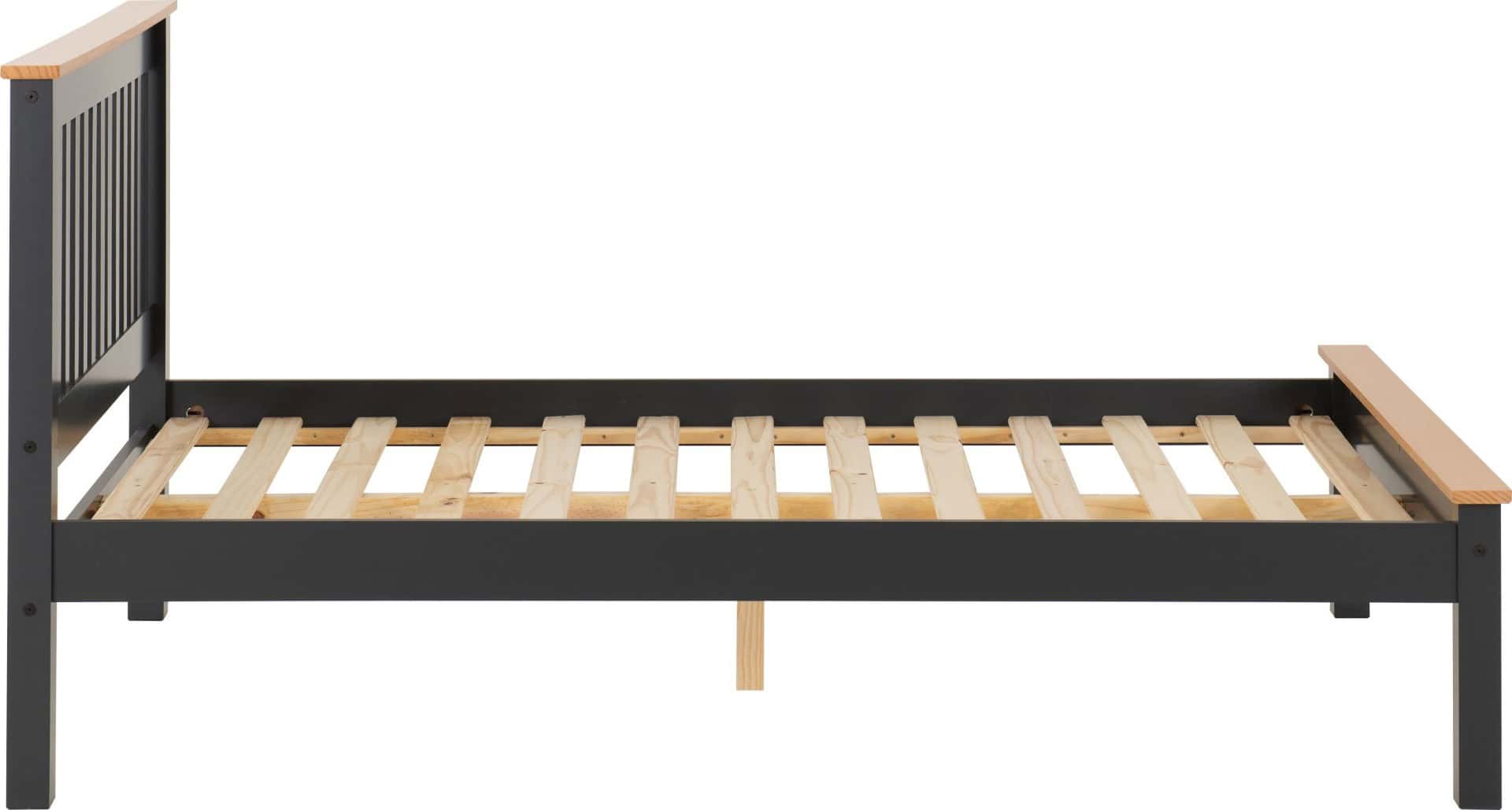 Monaco 4ft6 Low End Bedframe - Dark Grey & Oak - Image 2