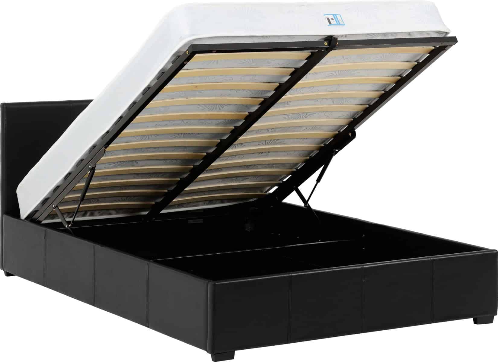 Waverley 5ft Storage Bed - Black Faux Leather