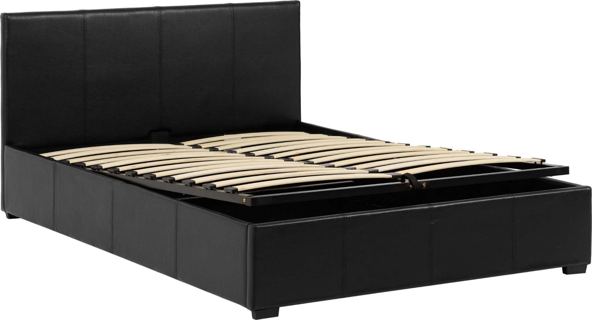Waverley 4ft6 Storage Bed - Black Faux Leather - Image 7