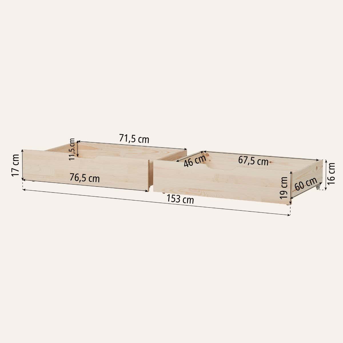 Hoppekids Shorty Bunkbed with Drawers - Natural - Image 5