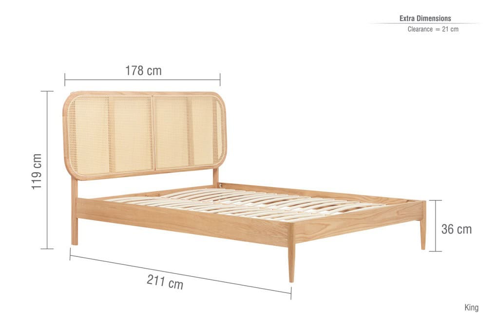 Elina 5ft Rattan Bedframe - Oak - Image 15