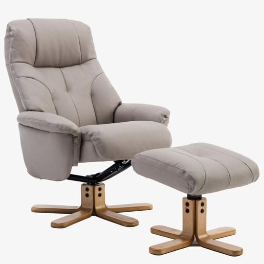 Enfield Swivel Recliner – Pebble Faux Leather