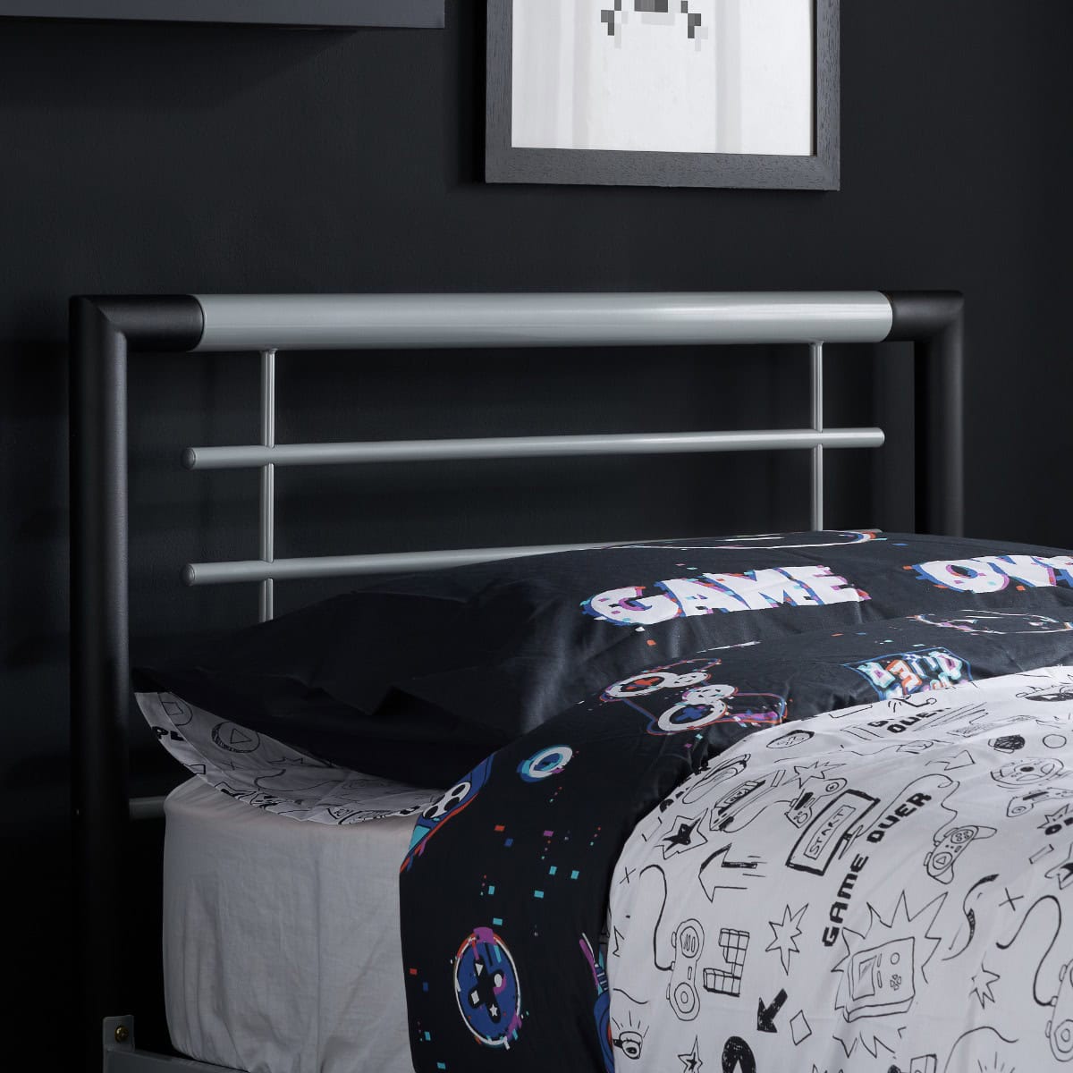 Faro 3ft Bedframe - Silver/Black - Image 2