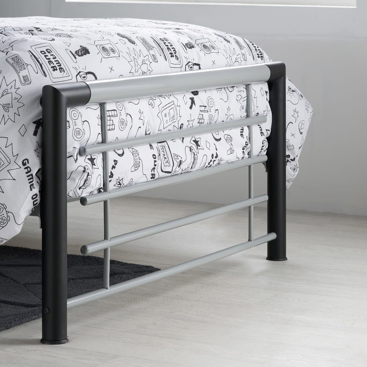 Faro 3ft Bedframe - Silver/Black - Image 4