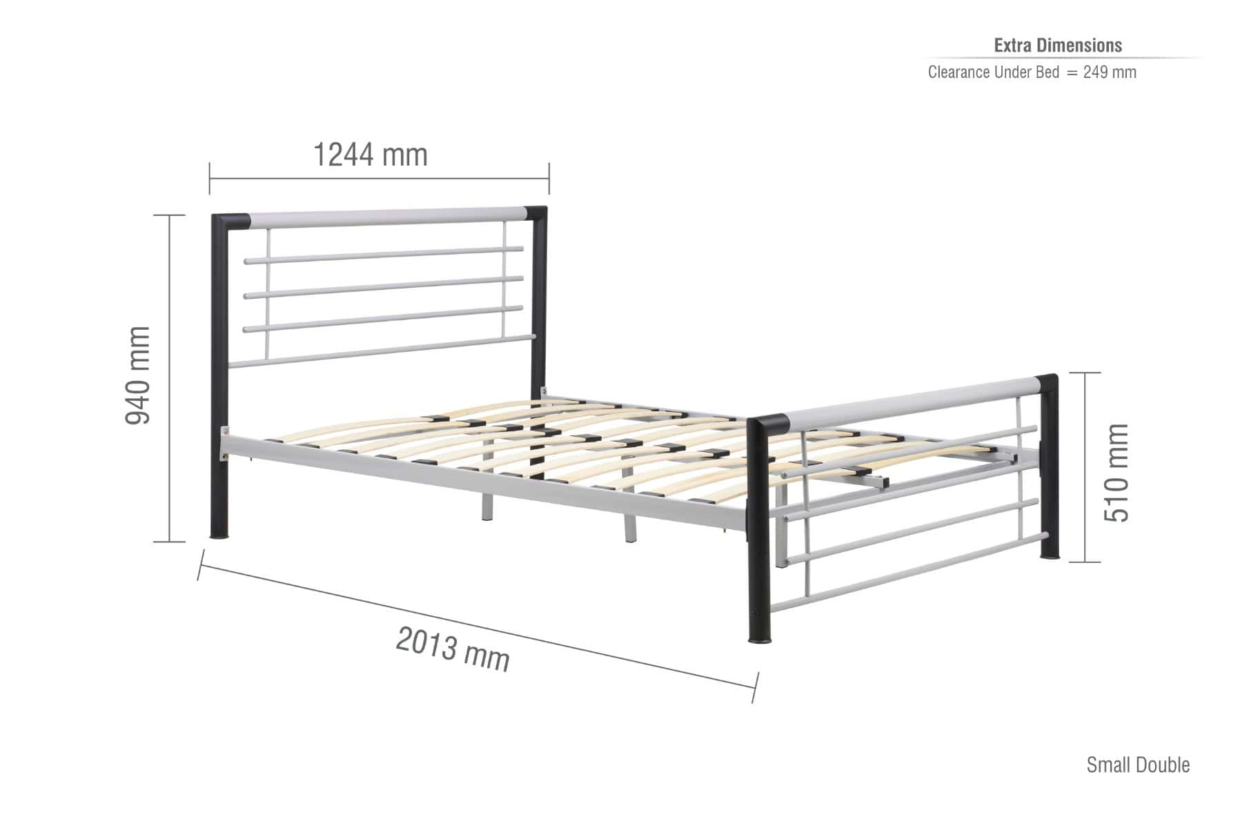 4ft Faro Bedframe - Silver/Black - Image 7