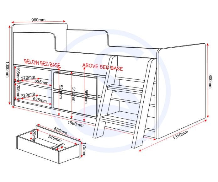 Felix Low Sleeper Bedframe - White - Image 9