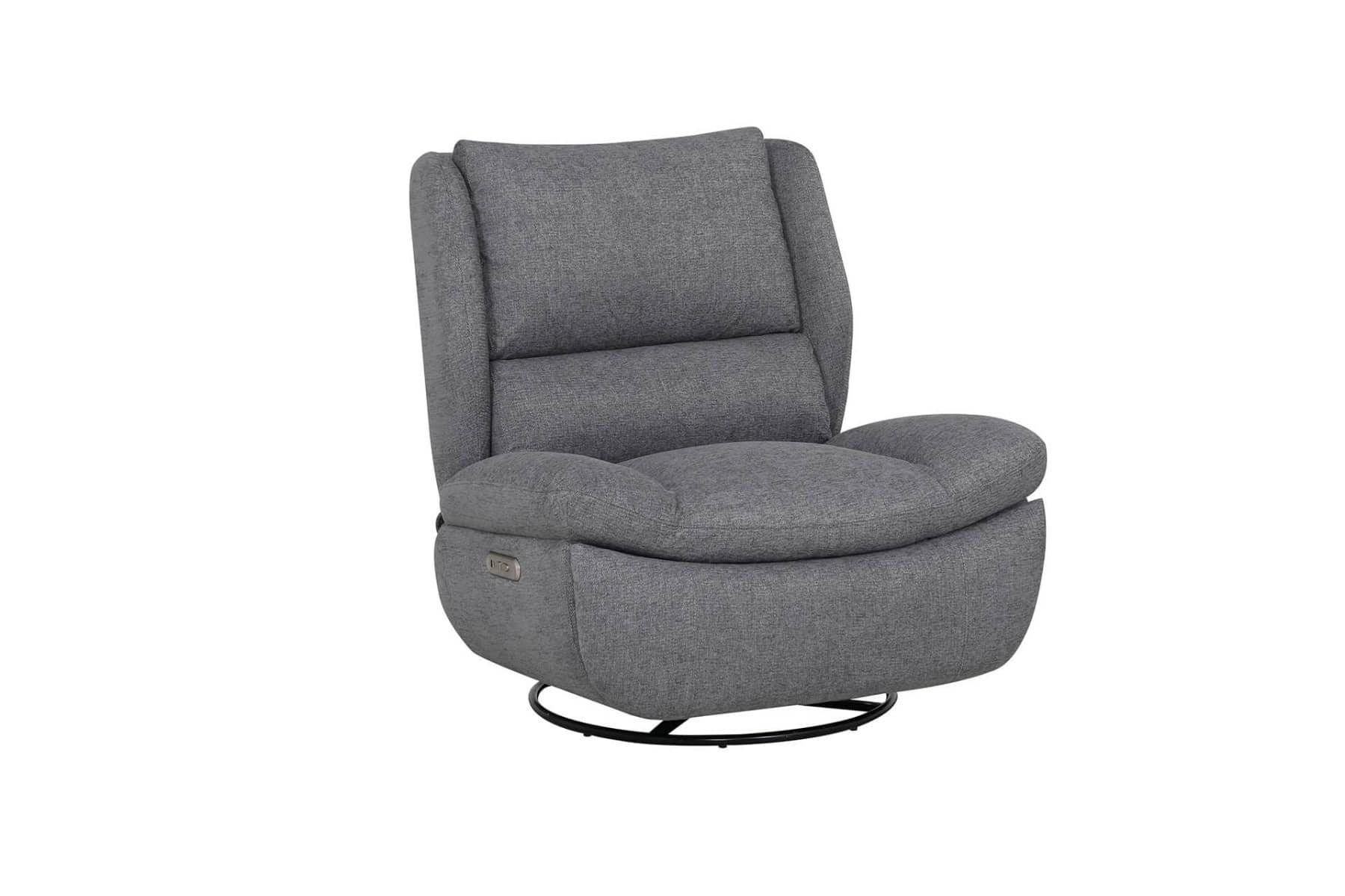 Freddy Electric Reclining Swivel Glinder Chair - Grey - Image 3
