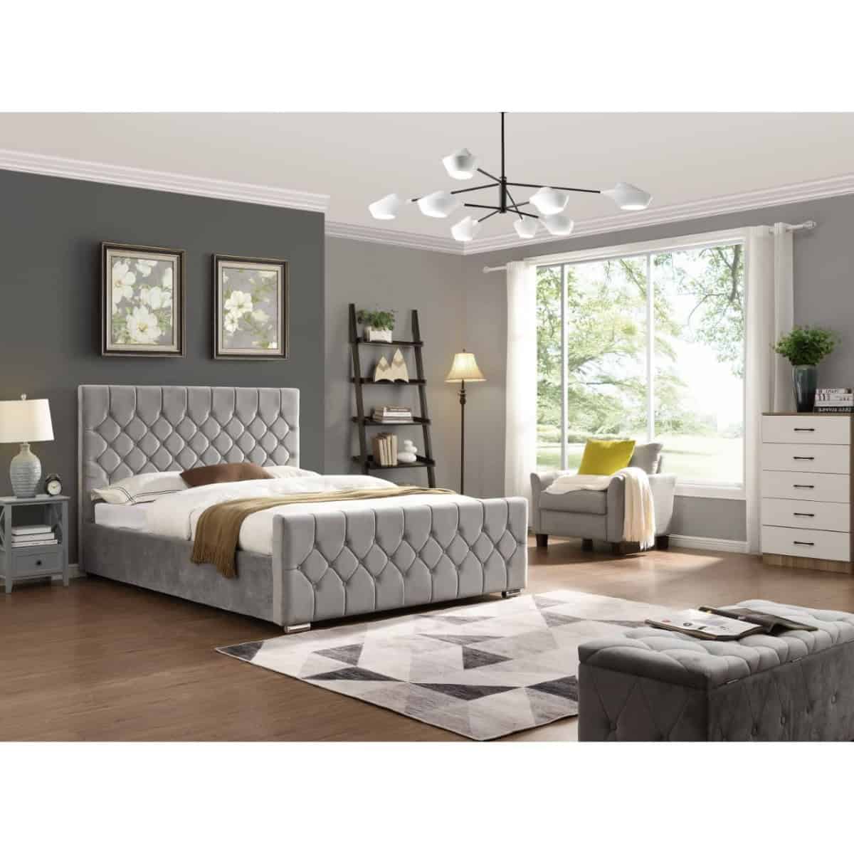 Galway 4ft Bedframe - Silver - Image 2