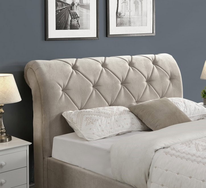 Sligo 4ft6 Gas Lift Ottoman Bedframe - Beige Velvet - Image 3