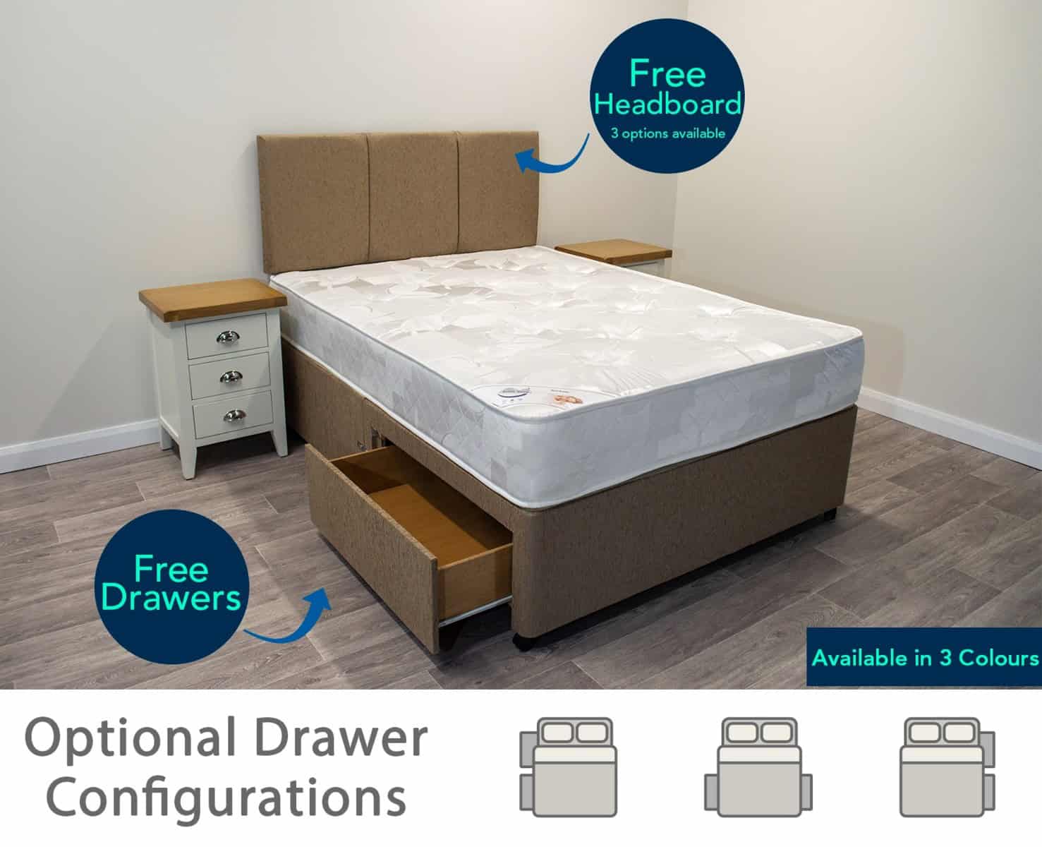 5ft Gold Dream Mattress with 2 FREE Drawers Base & Headboard - Image 4
