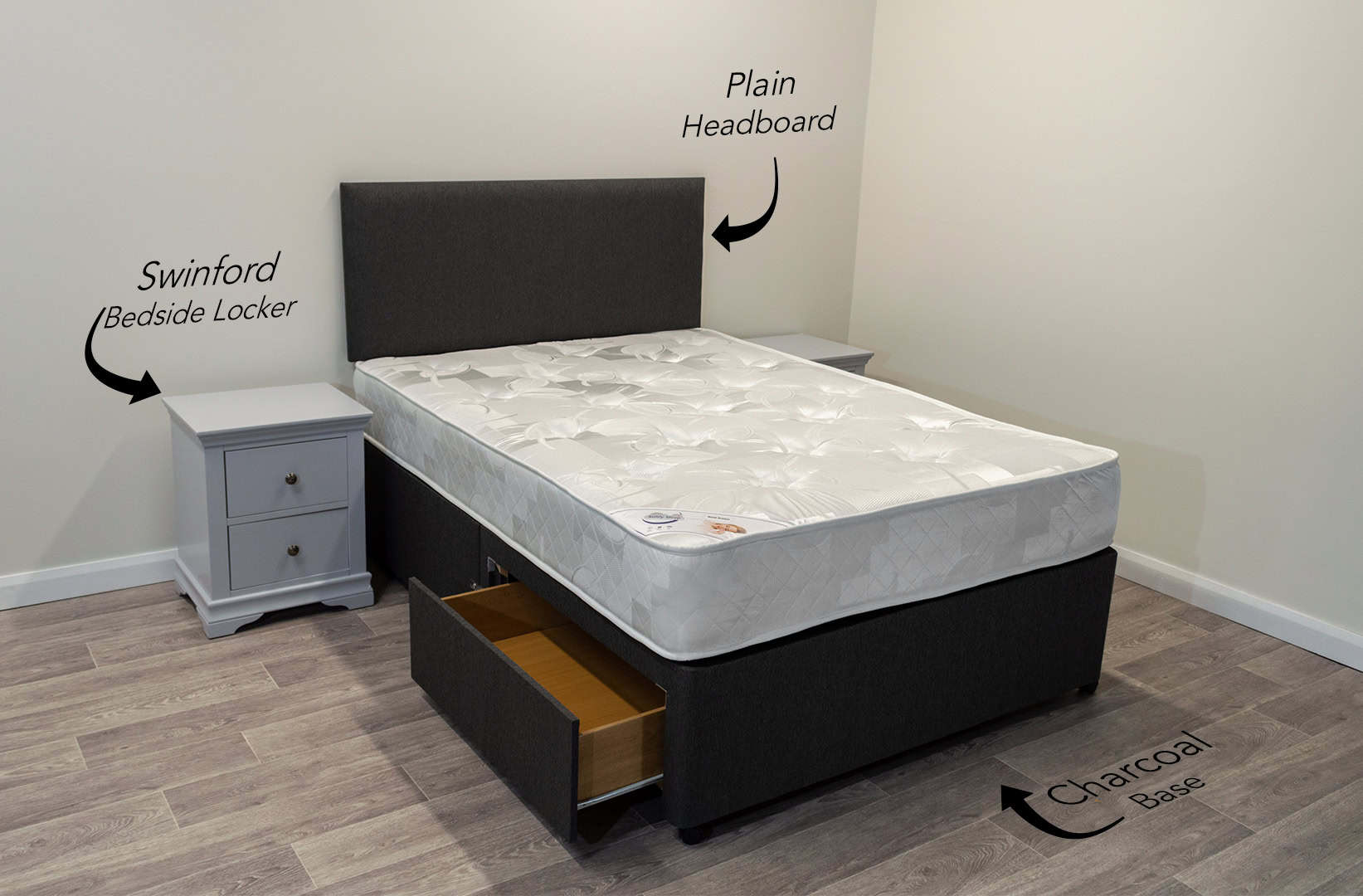 4ft Gold Dream Mattress with 2 FREE Drawers Base & Headboard - Image 2