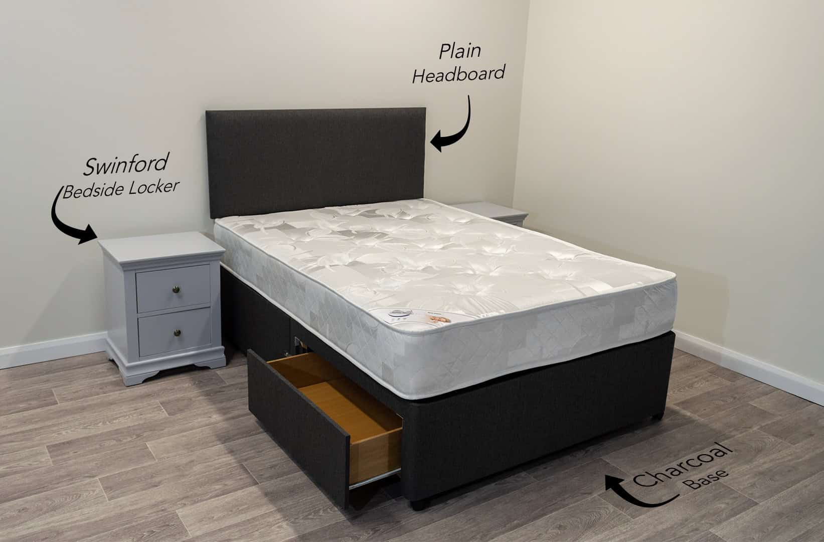4ft6 Gold Dream Mattress with 2 FREE Drawers Base & Headboard - Image 3