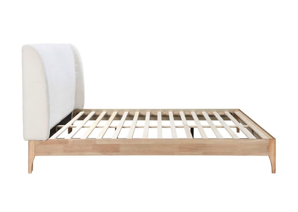 4ft6 Halfden Fabric Bedframe - White - Image 6