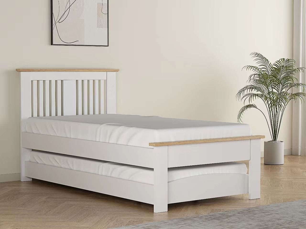 Flintshire 3ft Hendre Guest Bed - White & Oak - Image 3