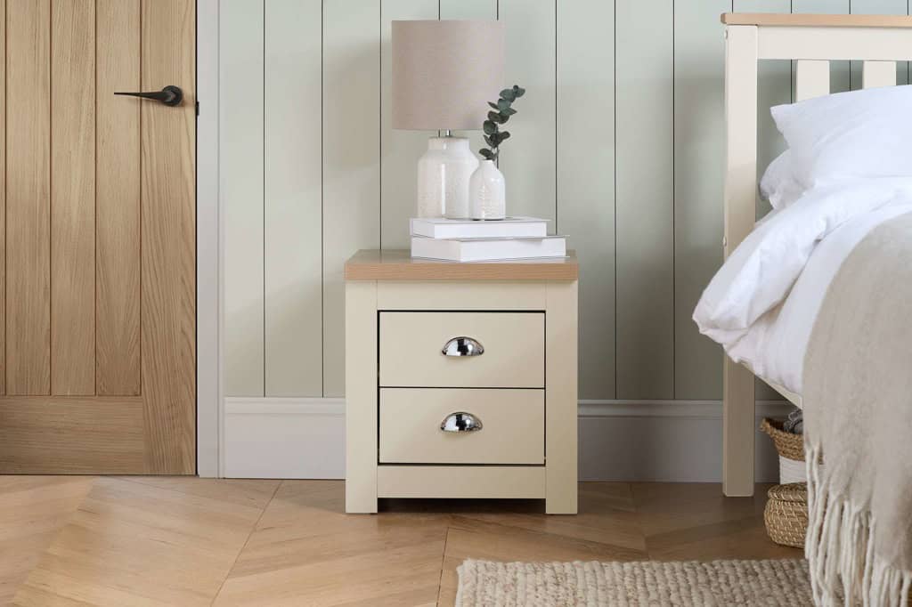 Highgate 2 Drawer Bedside - Cream & Oak - Image 2