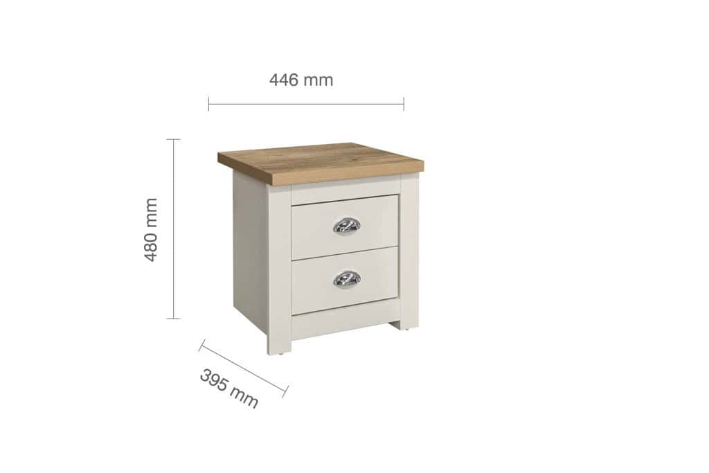 Highgate 2 Drawer Bedside - Cream & Oak - Image 7