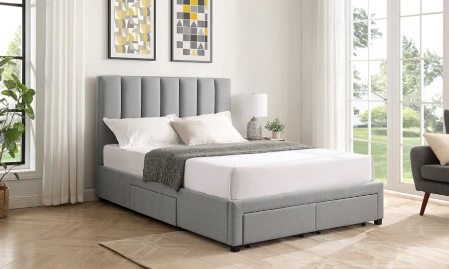 Hove 5ft Four Drawer Bedframe - Grey - Image 2