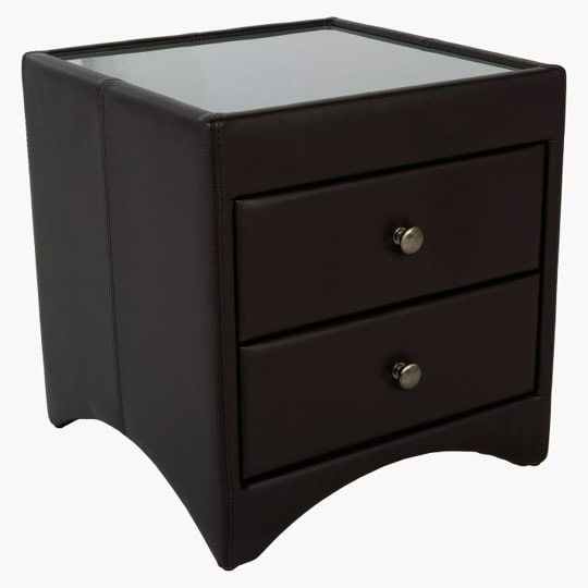 Kaydian Bon Madras 2 Drawer Bedside (Pair) - Brown Faux Leather - Image 2