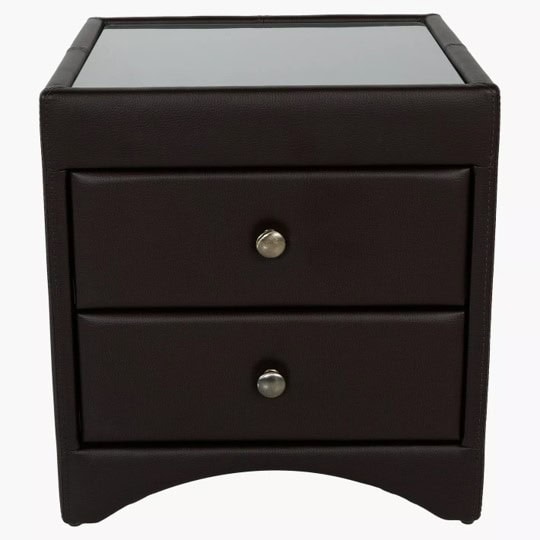 Kaydian Bon Madras 2 Drawer Bedside (Pair) - Brown Faux Leather - Image 3