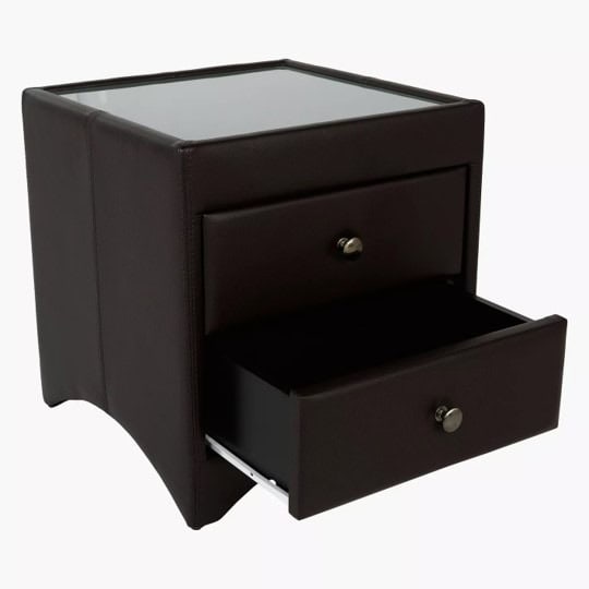 Kaydian Bon Madras 2 Drawer Bedside (Pair) - Brown Faux Leather - Image 4