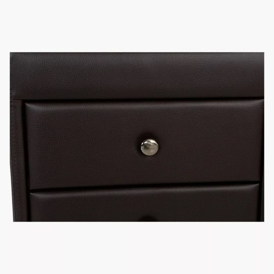 Kaydian Bon Madras 2 Drawer Bedside (Pair) - Brown Faux Leather - Image 7