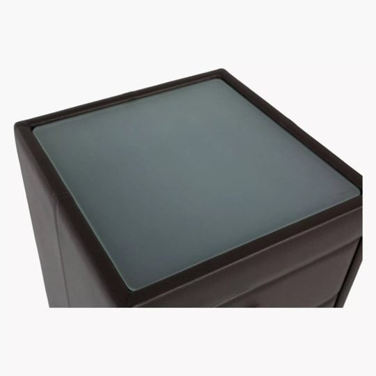 Kaydian Bon Madras 2 Drawer Bedside (Pair) - Brown Faux Leather - Image 8