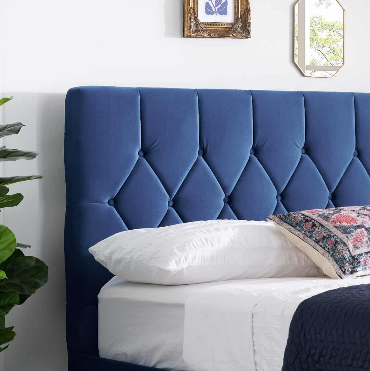 Loxley 4ft Ottoman Bedframe - Blue Velvet - Image 3