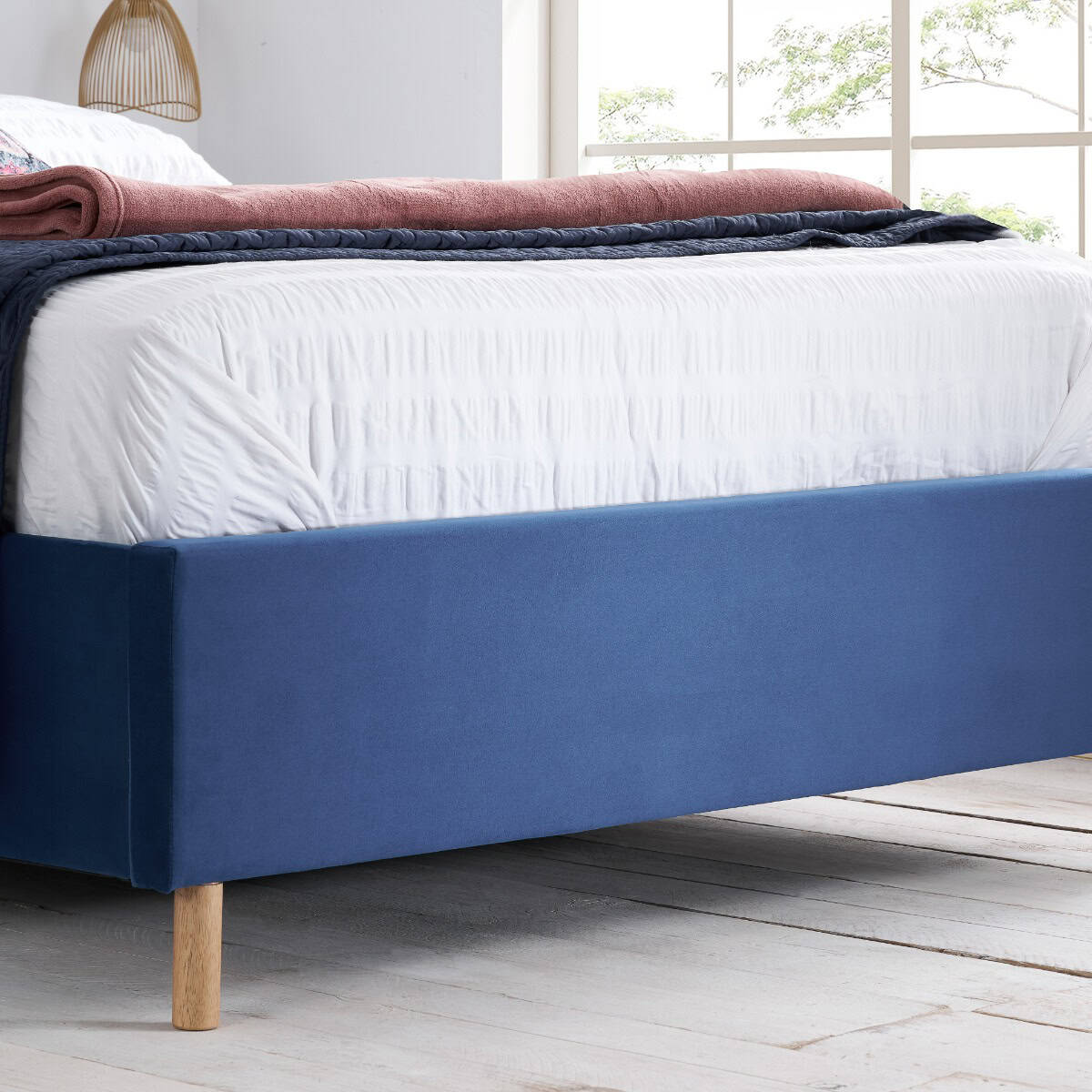 Loxley 4ft Ottoman Bedframe - Blue Velvet - Image 6
