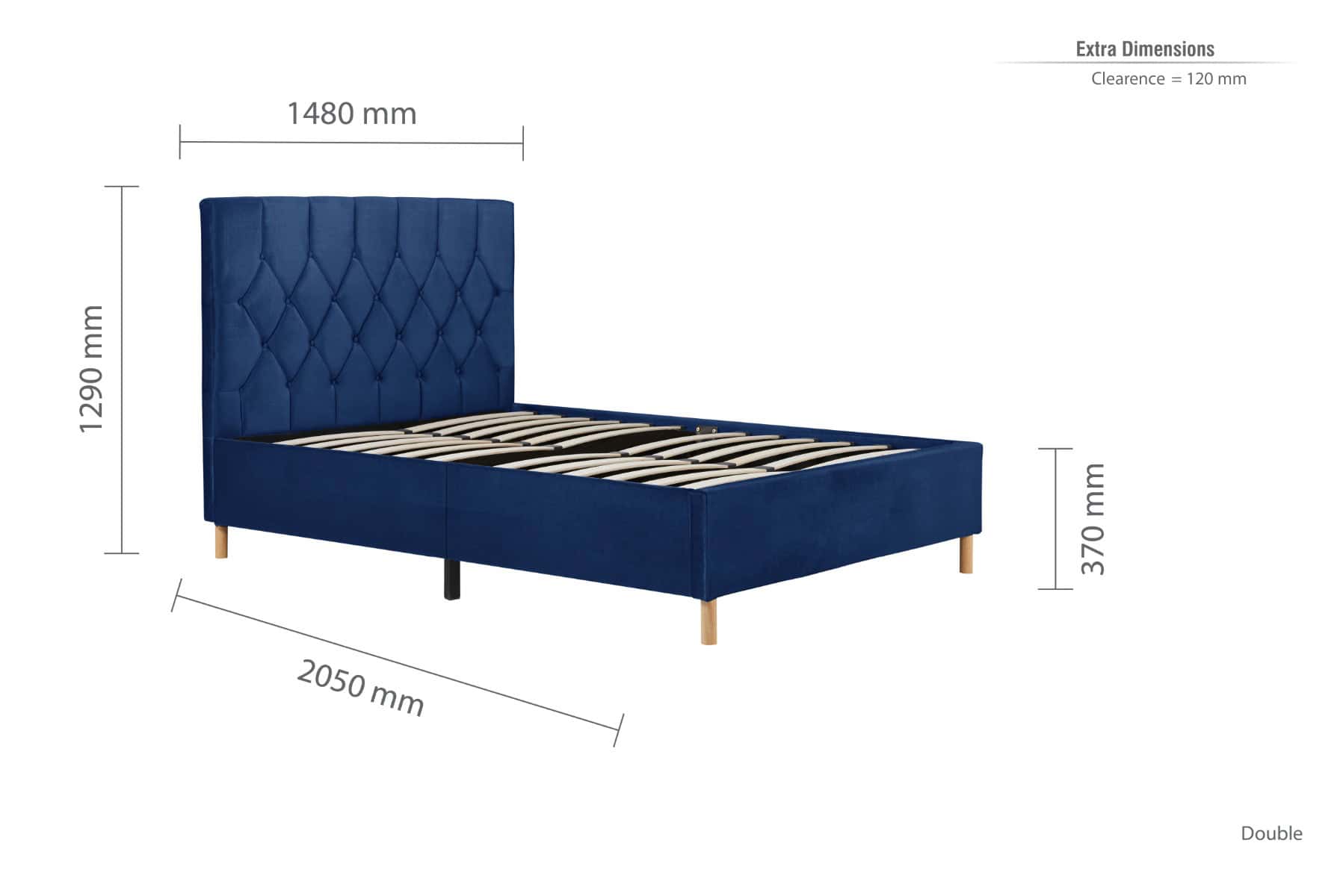 Loxley 4ft6 Bedframe - Blue Velvet - Image 7