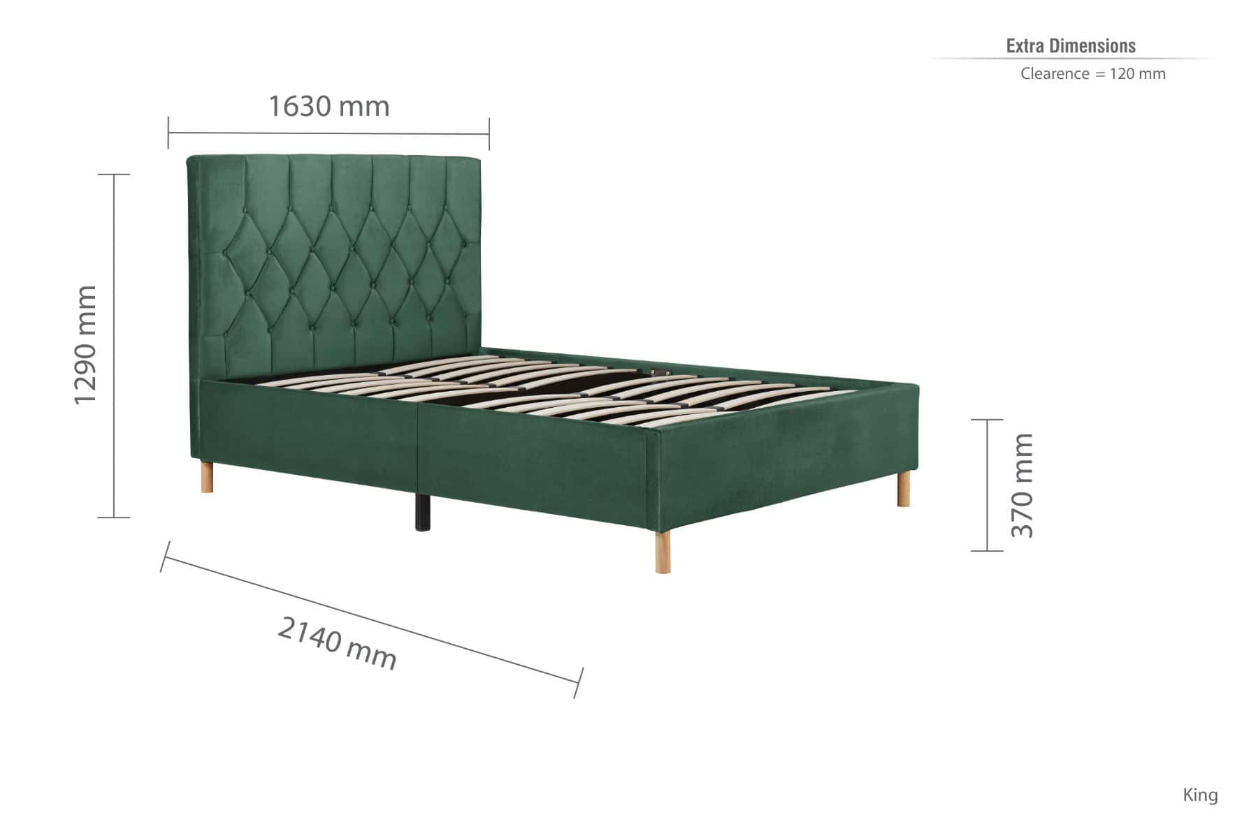 Loxley 5ft Bedframe - Green Velvet - Image 7
