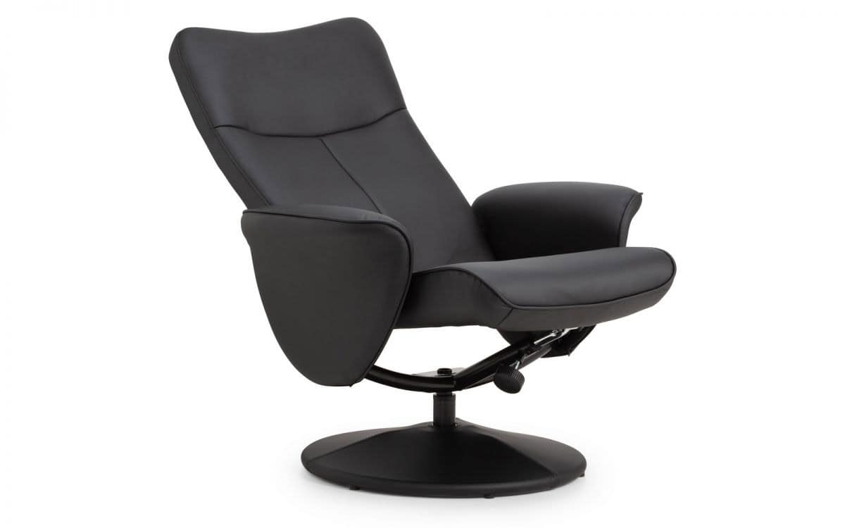 Arezzo Recliner & Stool - Black - Image 4