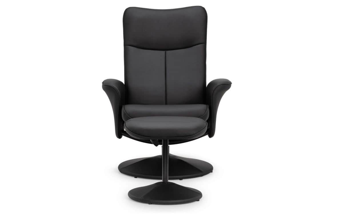 Arezzo Recliner & Stool - Black - Image 3