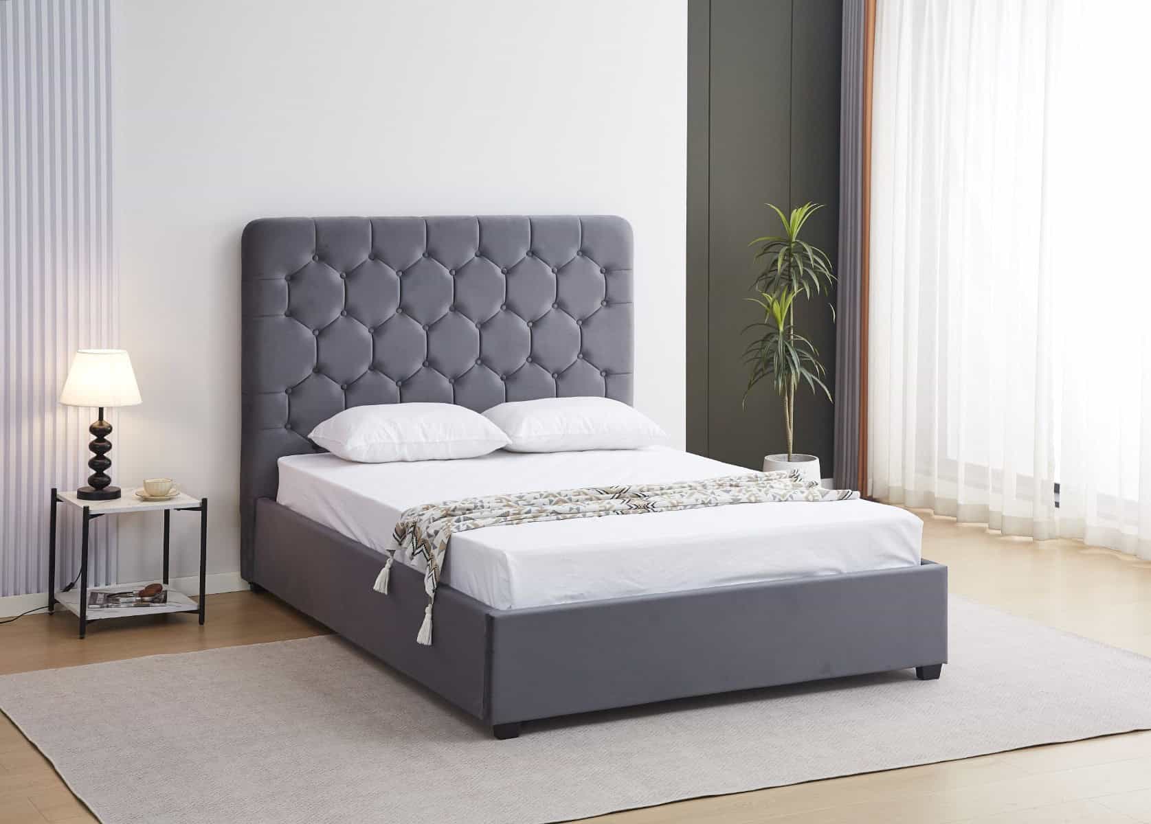 Madison 4ft6 Ottoman Bedframe - Grey Velvet - Image 2